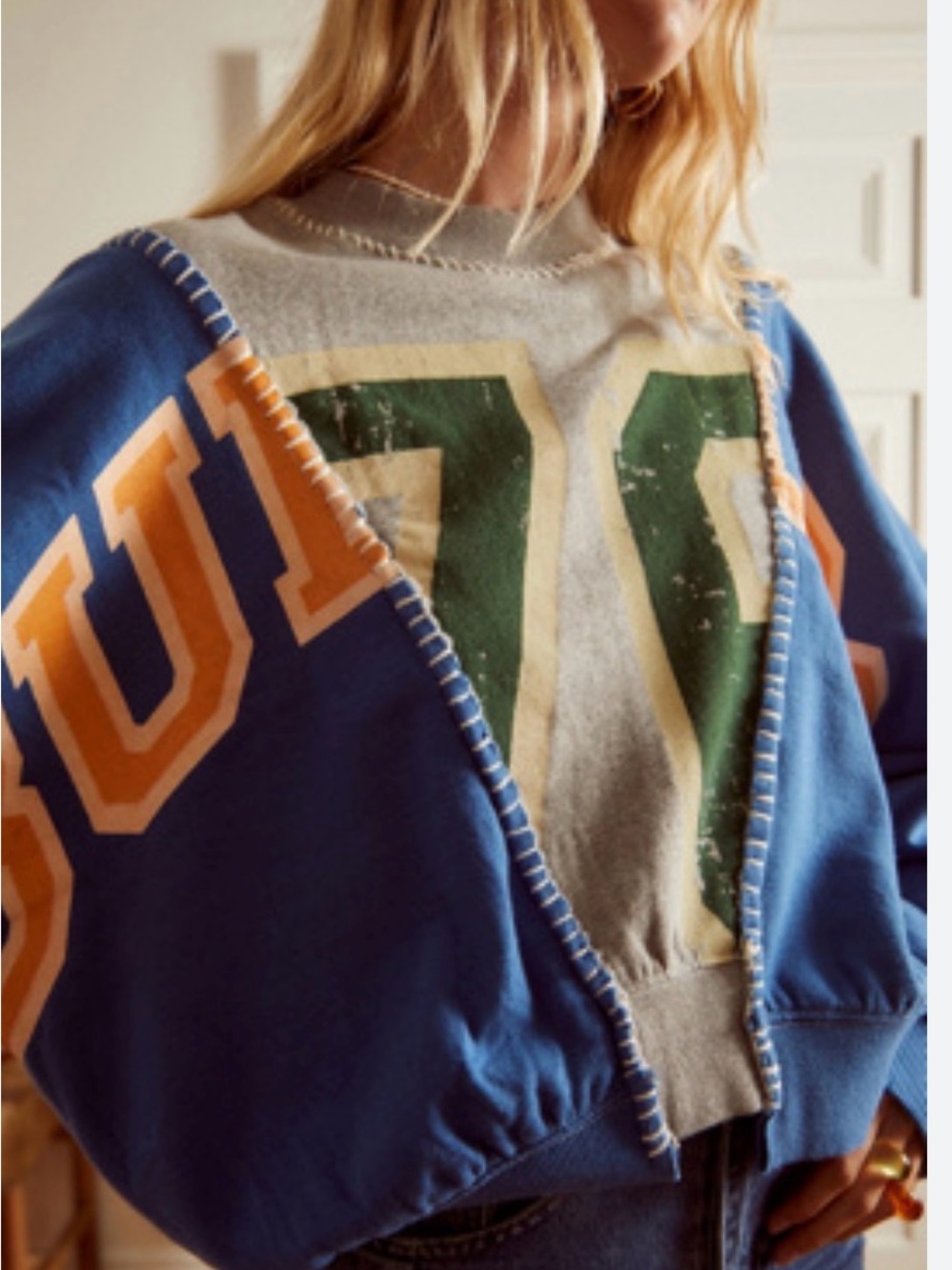 BDG Blue Sweatshirt with Gray & Yellow Graphic Accents
